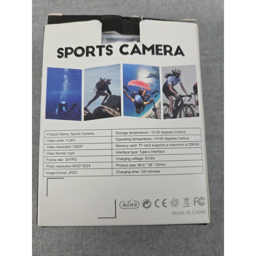 Sports Camera 1080P WiFi Black Portable Back Clip High Definition Recording NEW